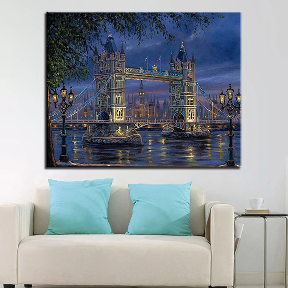 

Calligraphy Canvas Oil Painting London Bridge Diy Coloring Pictures By Numbers Framework For Living Room Drawing Unique Gift