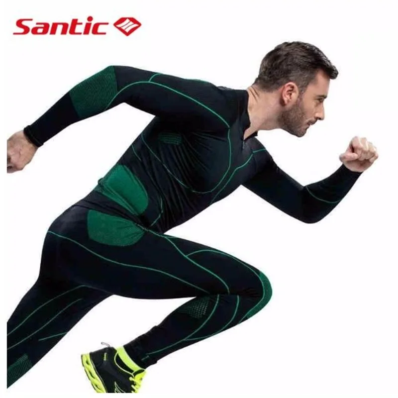 

Santic Winter Cycling Set Men Long Sleeve Warm Cycling Base Layer Jersey Set Seamless Thermal Underwear Cycling Skinsuit Clothes