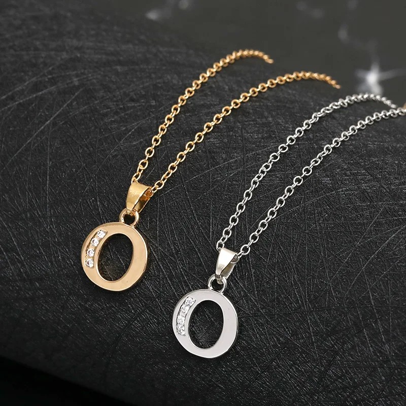 

Cursive 26 English Initial Alphabet O name Necklace tiny English word Initial Letter monogram charm Metal Engagement necklace