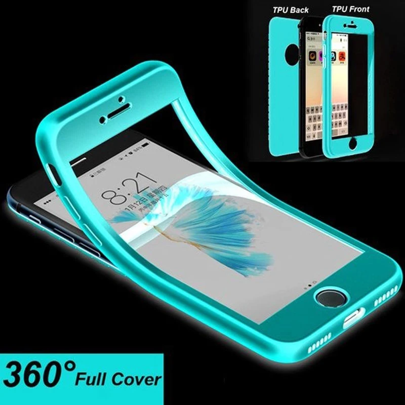 

360 Full body Shockproof Phone Case For iphone XS Max 6 6s 7 8 plus Soft Silicone Cover On for iPhone 8 7 Plus X Plus cases