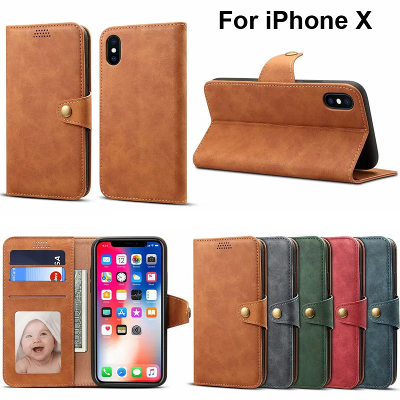Чехол Кошелек для iPhone X с фоторамкой отделением карт карманом денег откидной