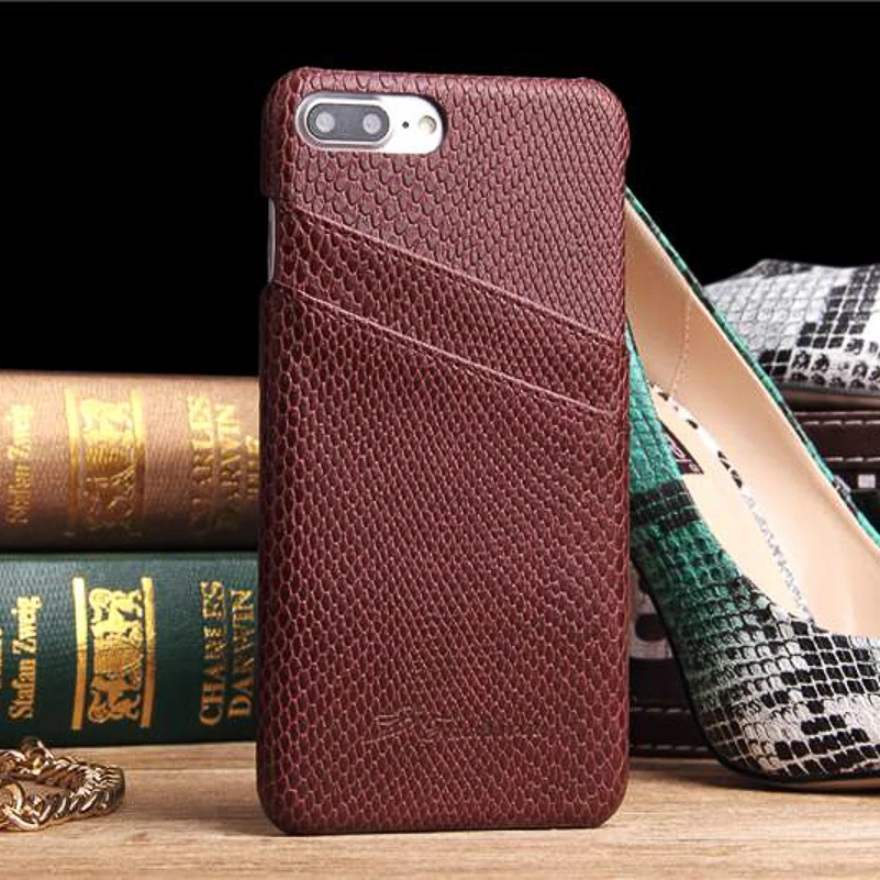 brown Для iPhone 7 Plus чехол Роскошные В виде ракушки PU змеиной кожи текстуры задняя крышка отделения для карточек В виде ракушки - Цвет: brown