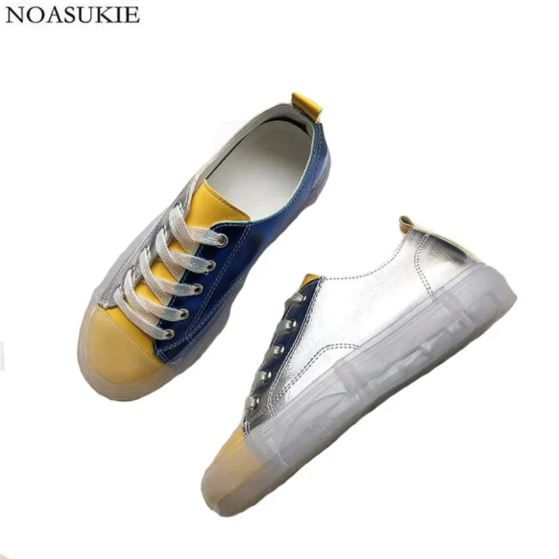 

Fashion Shoes Women Flat Shoes Stitching Color Vibrant PU Casual Shoes Jelly Soles Street Style Zapatos De Mujer 2019