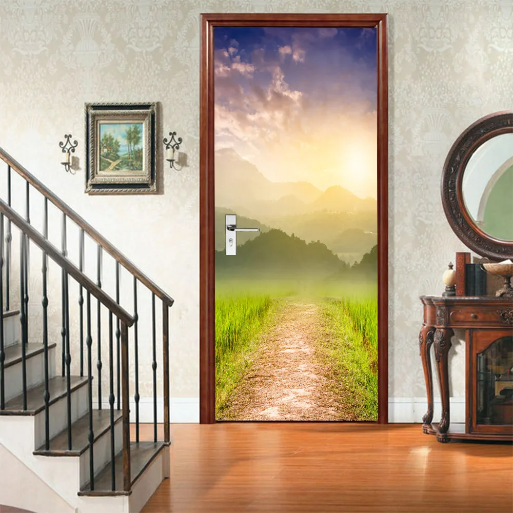 

DIY 3D Door Stickers Dream Road Art Murals Wall PVC Self Adhesive Waterproof Bedroom Living Room Home Decor Decals Wholesale