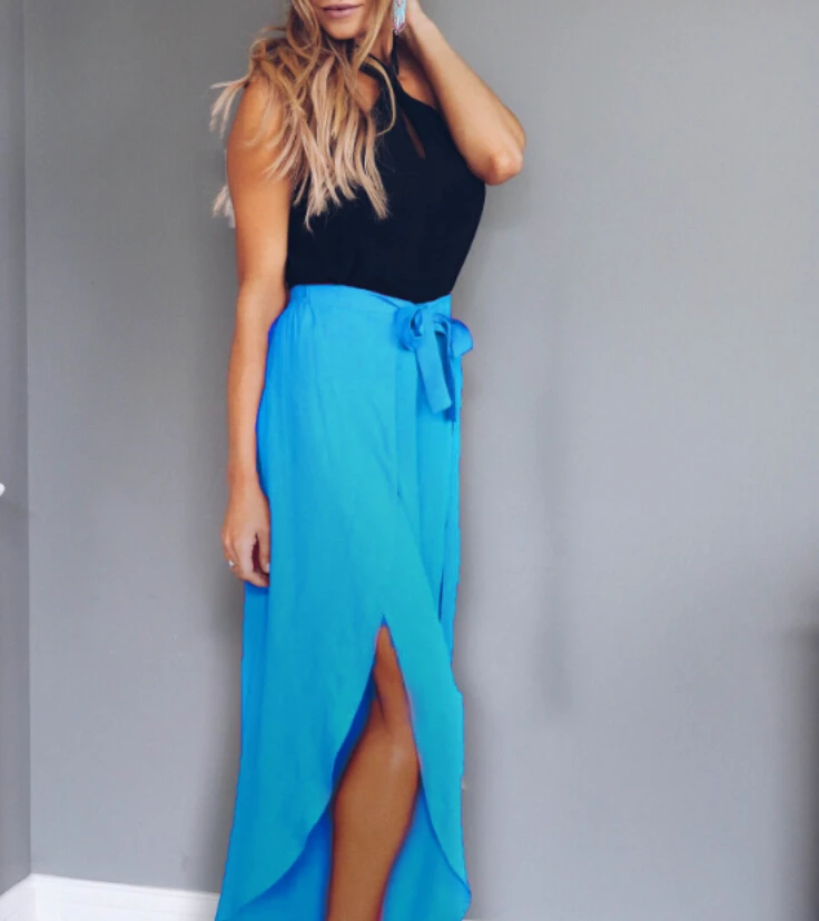 

Women Long Maxi Skirt High Waist Summer Pleated Boho Beach Skirt Dress Size S-XL