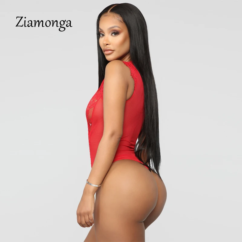 Ziamonga, летний кружевной комбинезон, v-образный вырез, сетка, для женщин, с вырезами, боди, бодикон, без рукавов, сексуальный женский комбинезон, боди, комбинезоны