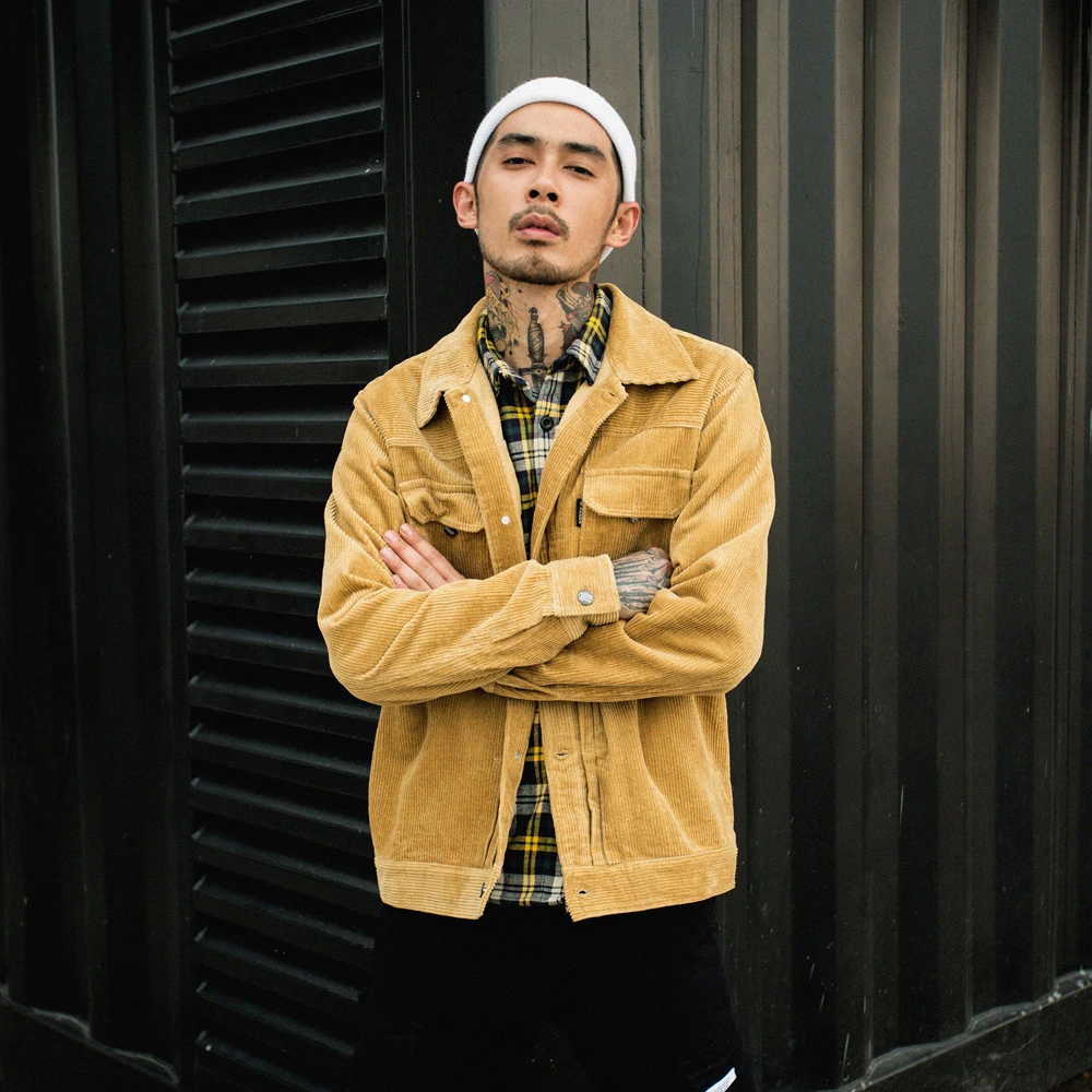 Mens Solid Color Corduroy Jacket 2018 Autumn and Winter High Street Tide Male BF Retro Wash Multi-pocket Loose Jackets Clothes Mens Solid Color Corduroy Jacket 2018 Autumn and Winter High Street Tide Male BF Retro Wash Multi-pocket Loose Jackets Clothes