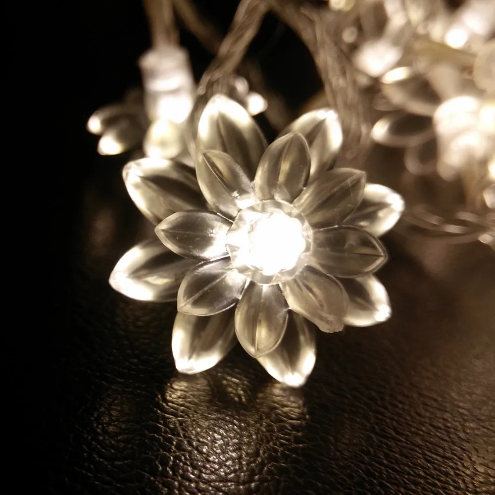 Holiday Lighting Fairy Lights Lotus Flower LED String Light For Garland Christmas Wedding Decoration - warm white 1-1
