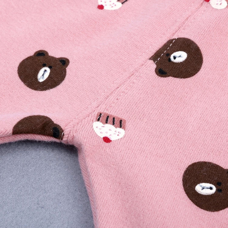 cartoon bear print long sleeve  baby homewear  O-Neck baby clothes set elastic breathable fabric (6)
