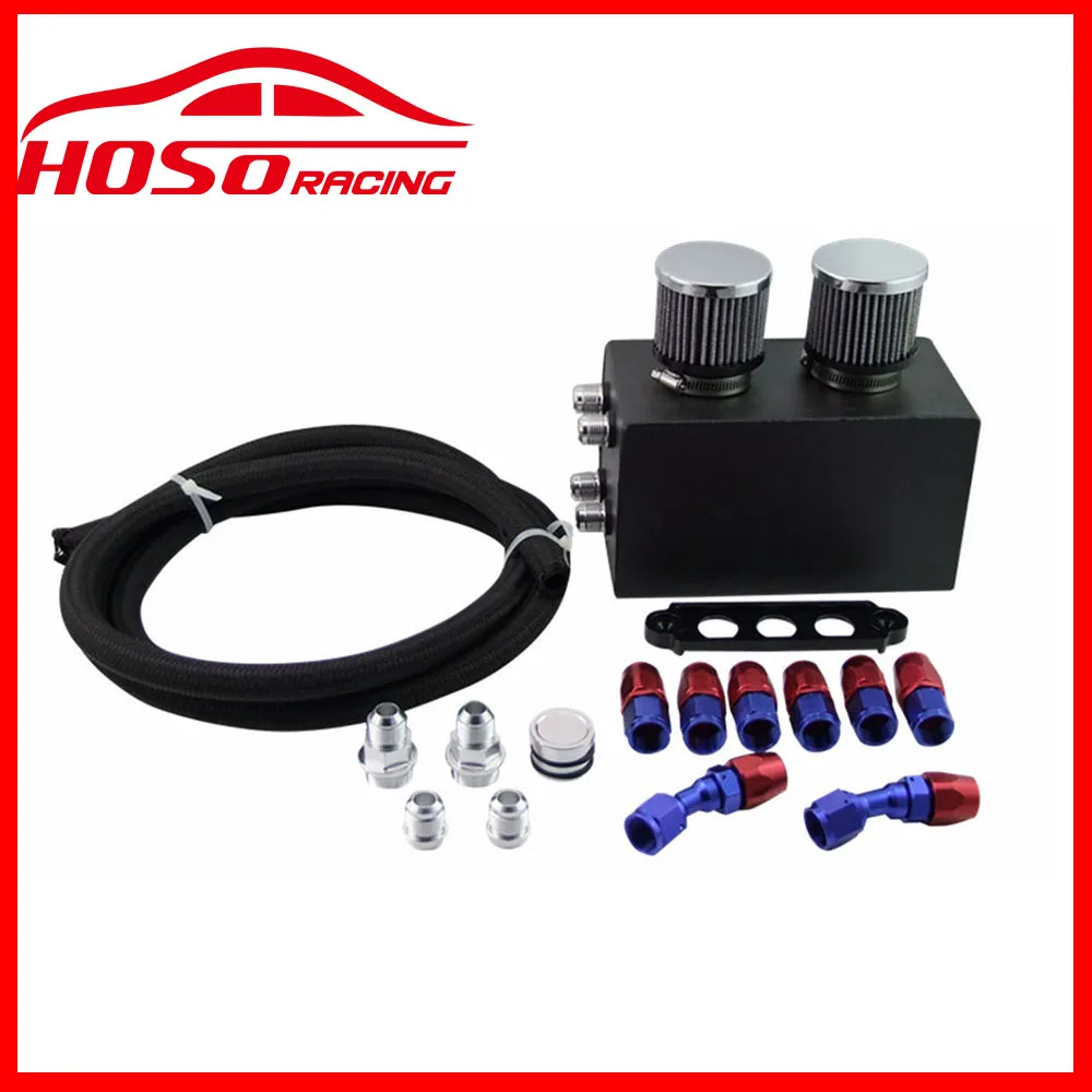 Hoso Racing Aluminum Oil Catch Can Breather Tank Race Kit 10AN Fittings