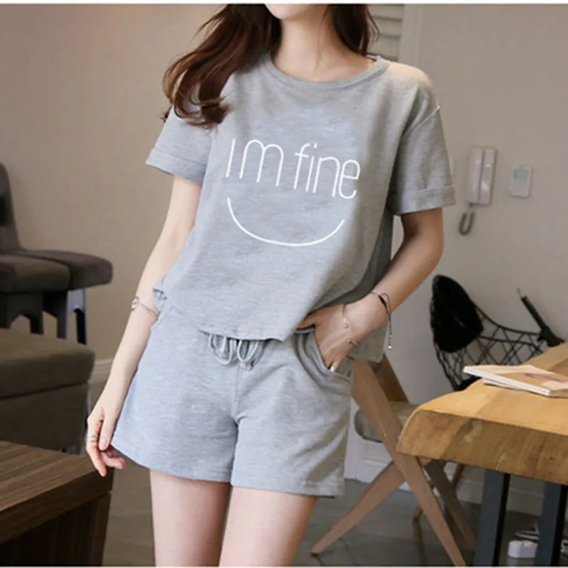

Summer Style Women's Cotton Print Cartoon Rabbit Shorts Pajamas Sets Nightgown Sleepwear