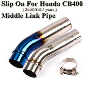 

Motorcycle Exhaust Modified Stainless Steel Connection Middle Link Pipe Slip-on For Honda CB400 Without Muffler 2008 To 2017