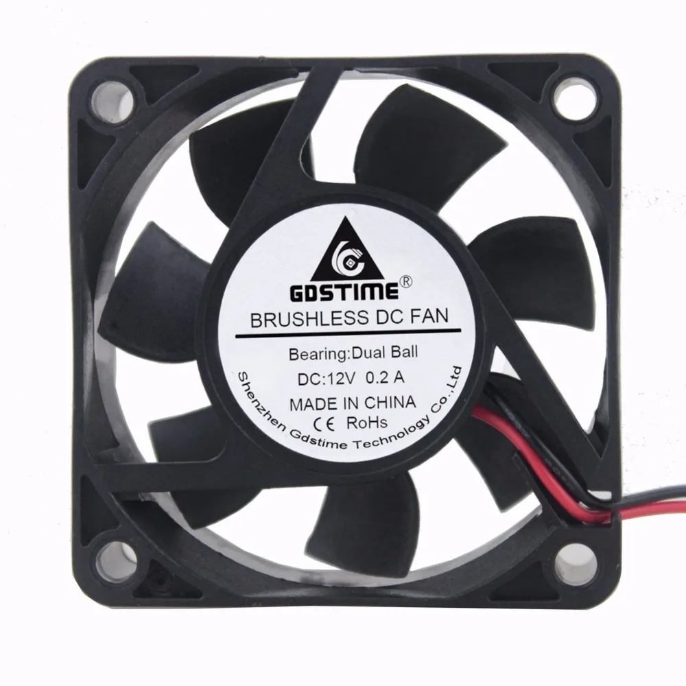 

Gdstime 5 Pieces DC 12V Dual Ball Bearing Cooling Fan 60x60mm 6025 6cm Cpmputer Case CPU Brushless Cooler 60mm x 25mm 2Pin