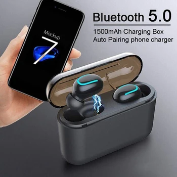

TWS Mini Wireless Deep Bass Earphones 5.0 Bluetooth Stereo Handsfree Headset with Charging Box 1500 mAh Power Bank for All Smart