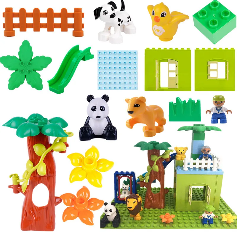 

Large Particle Building Blocks Accessories Figures Animals Swing Tree Diy Toys Compatible With Legoingly Duploed For Kids Gifts