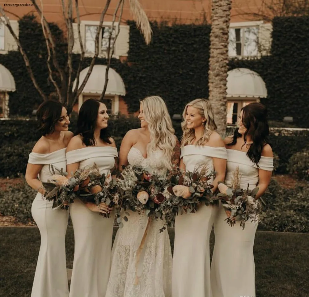 2019 Western Country Garden Bridesmaids Dresses Summer Wedding Guest Evening Prom Gowns Elegant Mermaid Off Shoulders Plus Size BM0371  85 (4)