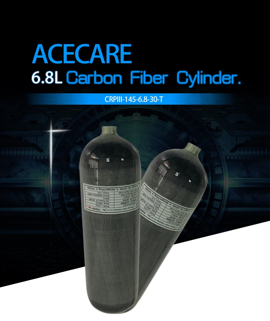 Acecare AC168301 6.8L CE 300Bar 4500PSI газовые баллоны для дайвинга airgun сжатого воздуха gunsWith клапан и АЗС