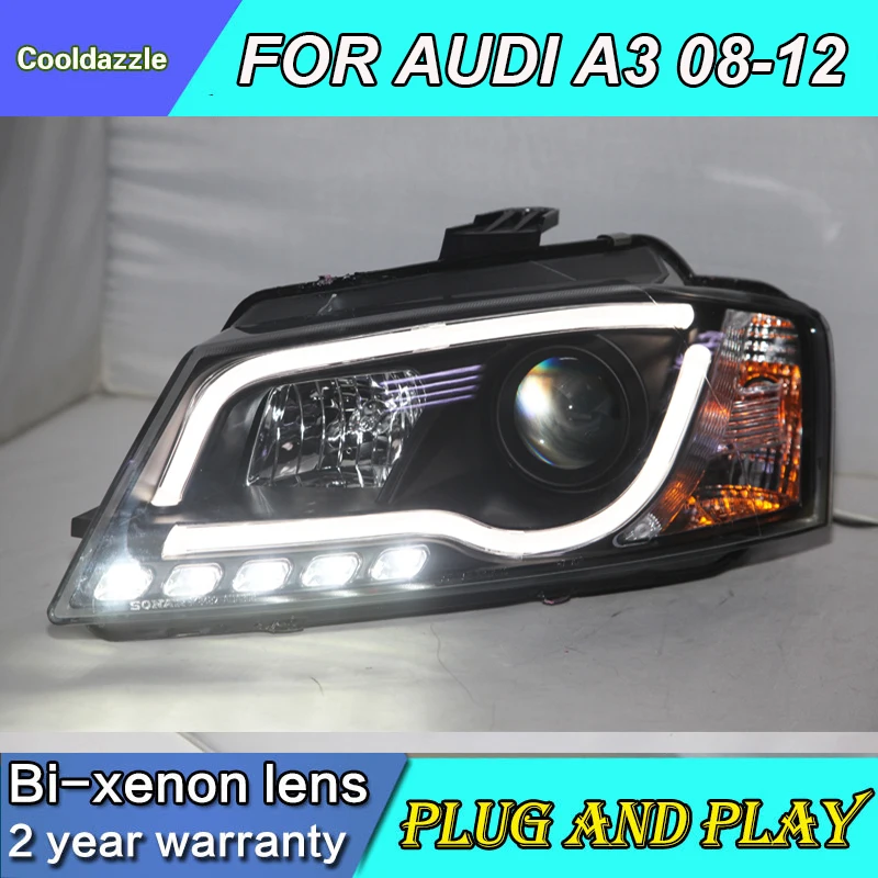 Для AUDI A3 светодиодный фары 2008 2009 2010 2011 2012 год передние с объектив проектора