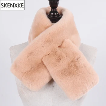 

2019 Winter Women Real Rex Rabbit Fur Scarf Warm Full Pelt Natural Fur Muffler Girl Fashion 100% Genuine Rex Rabbit Fur Scarves