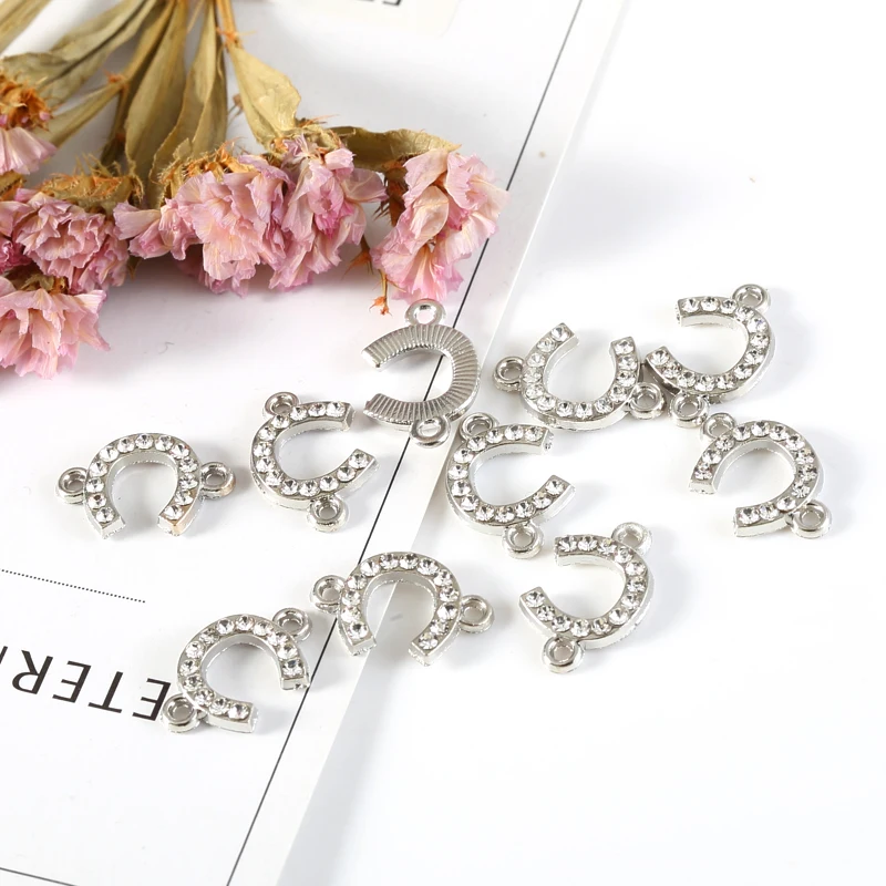 10pcs Inlay Rhinestone Infinite Symbol Charms Pendant Connector Jewelry Findings