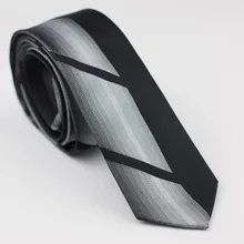 Lammulin Для мужчин новинка узкий галстук черный с серым Полосатый жаккардовые женщина галстук свадебная Cravate 6 см