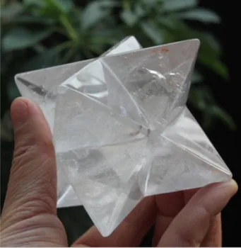 

YM 312 Rainbow Rock Natural QUARTZ CRYSTAL Large Merkaba Star Carved Healing