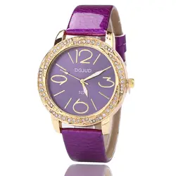 Для женщин часы пару часов тенденции моды на стол ультра-тонкий Бизнес простой Для женщин часы Яркие Кожаные эмаль часы с бриллиантами
