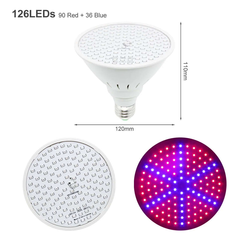 126 LEDs E27 Светодиодный светильник с двумя головками для выращивания в помещении, usb-порт, полный спектр, лампа для выращивания Фито с контроллером для растительного цветка, растительная теплица - Испускаемый цвет: 126 LEDs E27