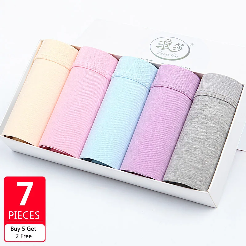

LANGSHA 7Pcs/lot Women's Panties Soft Cotton Cute Briefs Solid Everyday Pants Sexy Ladies Underwear Girls Lingerie Plus Size 4XL
