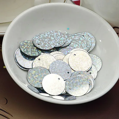 60g (2000pcs) Large Round Sequins 10mm PVC Sequin Flat Artesanatos Acessorios With Side Hole Dress Accessory Laser Silver | Дом и сад