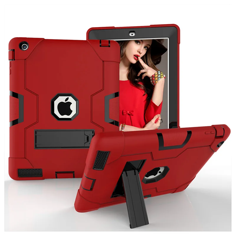 New Armor Case For Apple iPad 2 3 4 Kids Safe Heavy Duty Silicone Hard Case Cover With Stand Holder For iPad 234 Coque Cases (23)