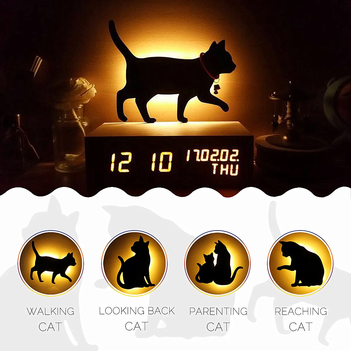 

LED Motion Sensor Control Smart Sound/Light Auto Warn White Night Light Home Corridor Balcony Baby Kids Cute Cat Sleep Lamp