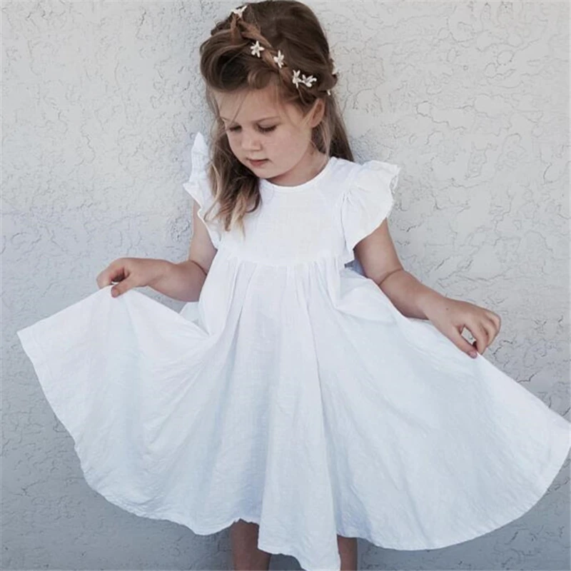 EnkeliBB; детское летнее платье; белые платья для маленьких девочек; модное платье; детские длинные платья с короткими рукавами и рюшами; красивые платья для девочек