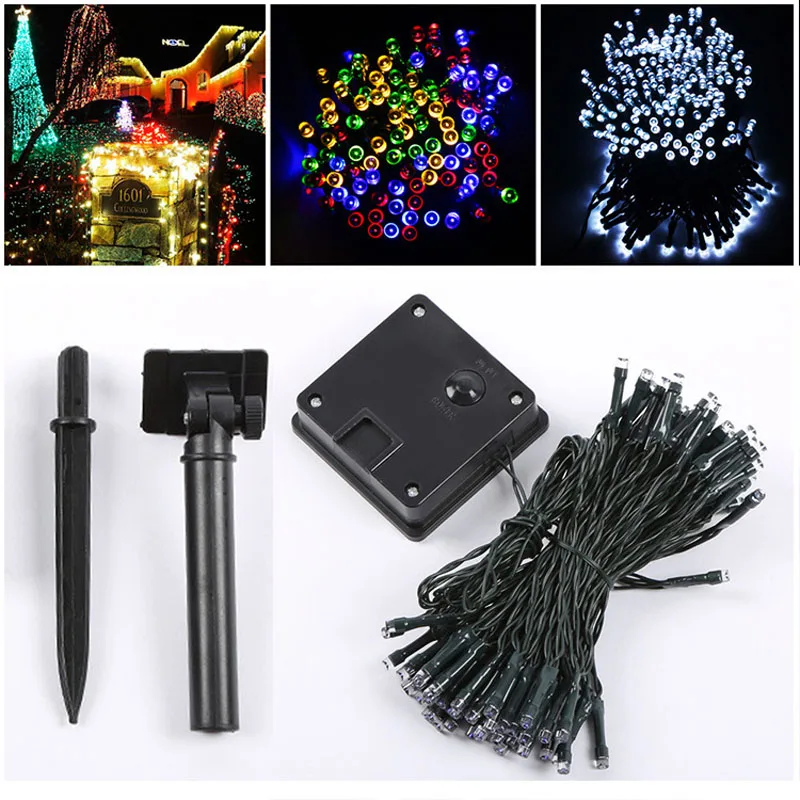

Waterproof 33FT 10M 100 LED Solar LED Lamp Garden Light Solaris Panel Copper Wire String Light Outdoor Fairy Lamp For Wedding