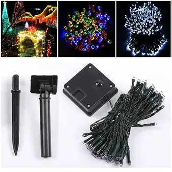 

Waterproof 33FT 10M 100 LED Solar LED Lamp Garden Light Solaris Panel Copper Wire String Light Outdoor Fairy Lamp For Wedding