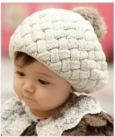 New Baby Winter Hat Knit Crochet Baby Beret Girl Cap For Children Cotton Warm Cap Cute Warm Kid Beanie Unisex - Цвет: beige