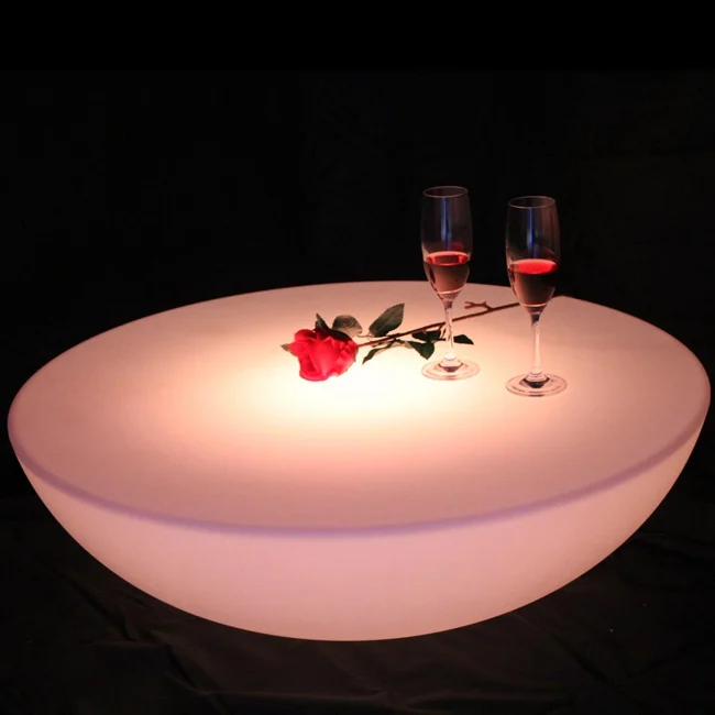 Colorful outdoor bar table set led plastic furniture battery round table SK LF17 D60 H20cm Free