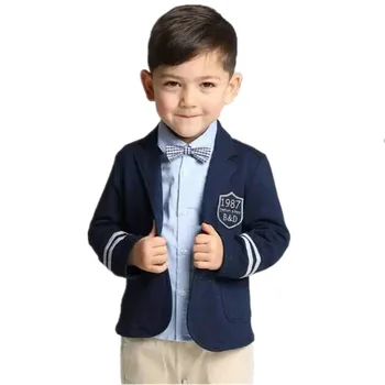 

2018 Autumn College Style Boys Casual Suit Navy Blue Children Coat Two Buckle Baby Boy Suit