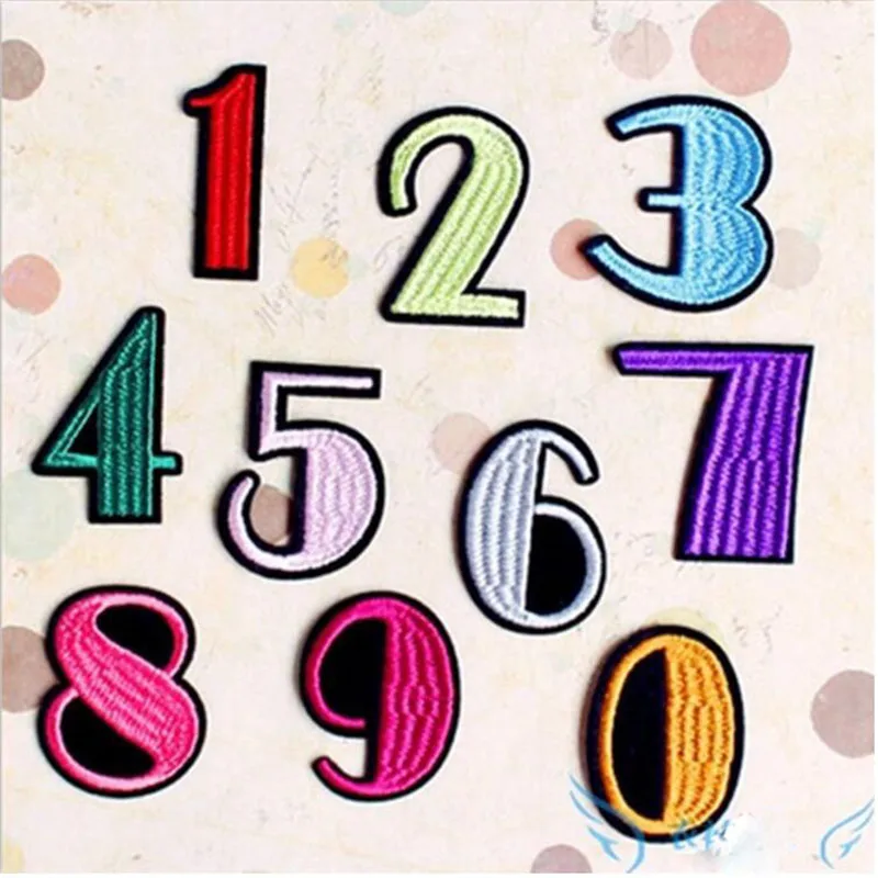 10pcs 0 9 Number Embroidered logo patch sew on patches for clothing
