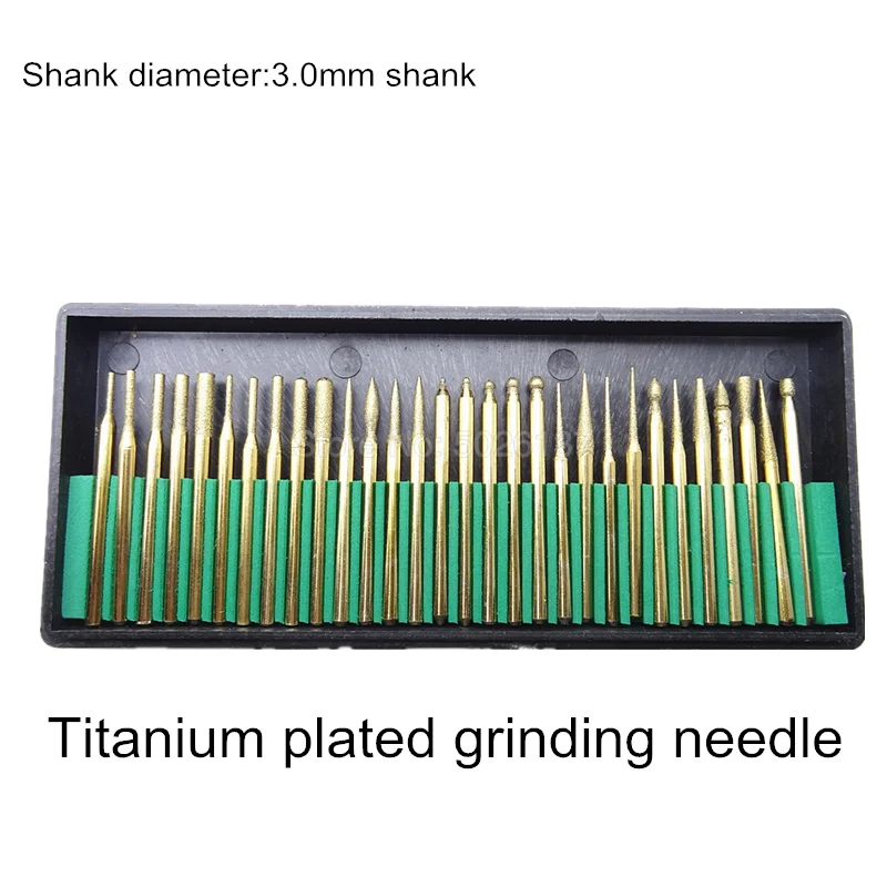 30PCS Diamond Drill Bits Set For Carving Engraving Card Grinding Tool Kit Burr Glass Tools Burs Wheel Abrasive Head With Box