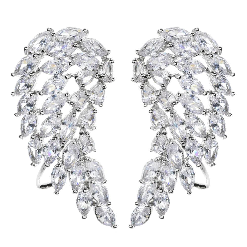 Высококачественные модные крылья из перьев, циркониевые серьги, подходящие для женщин/девочек, модные ювелирные изделия, подарочные серьги ER-344