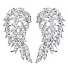 Высококачественные модные крылья из перьев, циркониевые серьги, подходящие для женщин/девочек, модные ювелирные изделия, подарочные серьги ER-344