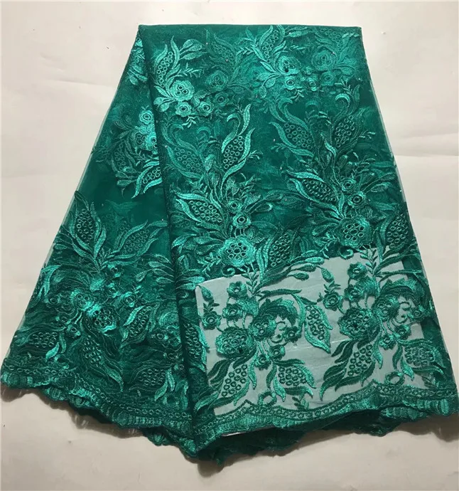 

Latest African Laces Fabrics Embroidered African Guipure French Lace Fabric With green,2019 African French Net Lace Dress(JY-4