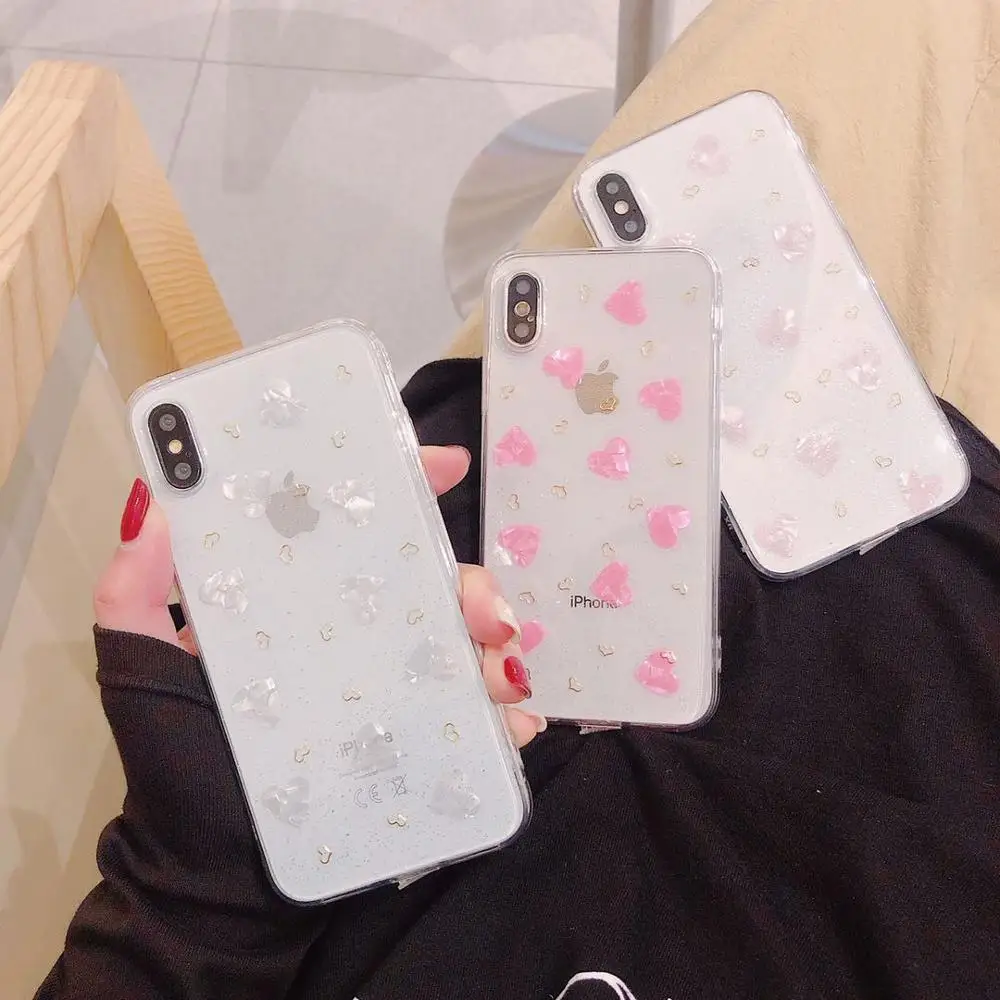 PEIPEN Silicone Glitter Bling Phone Case Fundas For Apple iphone 6 6S 7 8 Plus X XR XS MAX Cute Love Heart Soft Coque Cover | Мобильные