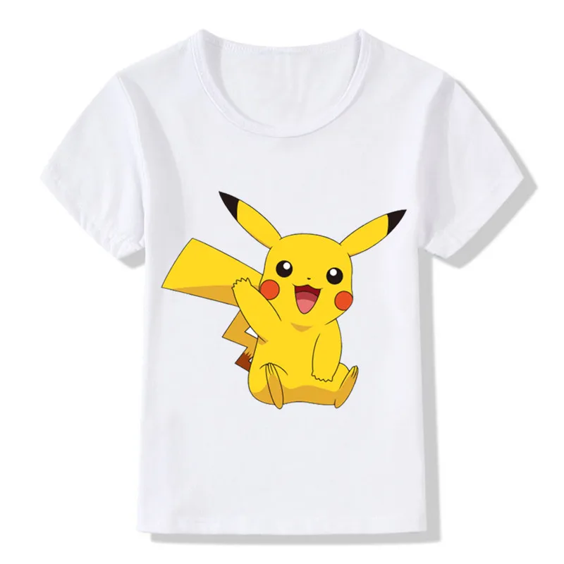 Новое поступление, детские футболки с покемонами Детская летняя Милая футболка с Пикачу забавная Одежда для маленьких мальчиков и девочек HKP2080