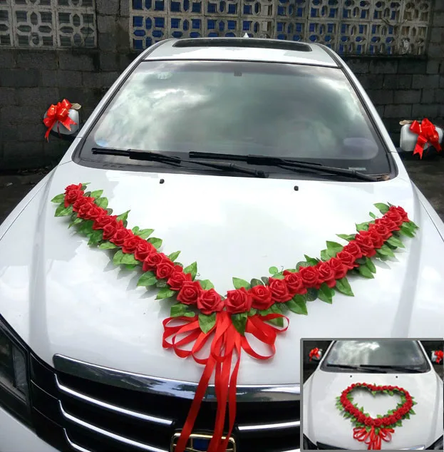 Свадебный автомобиль украшение цветок аксессуар набор руля Цветок Корейский свадебный автомобиль украшение головы цветок лента