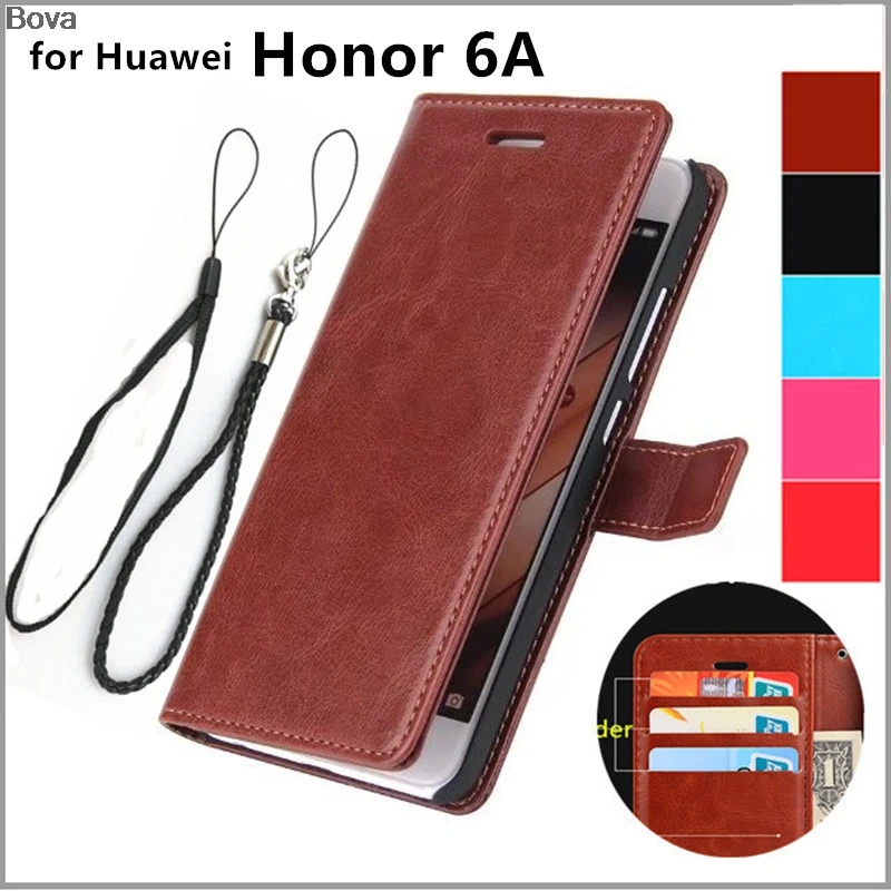 Кожаный флип чехол в стиле ретро для Huawei Honor 6A защитный с магнитной застежкой