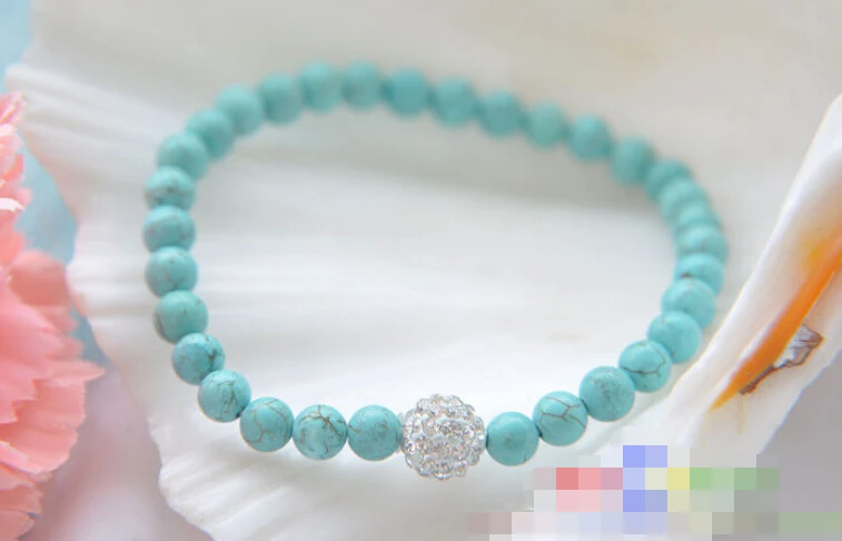 

0651 round blue turquoise bead bracelet
