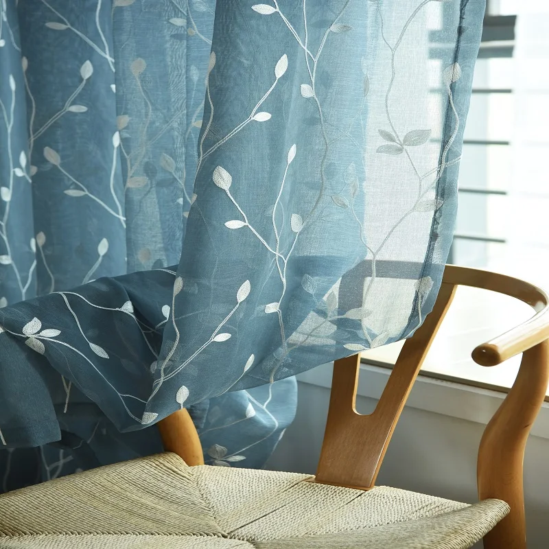 

Willow Pattern Sun-shading Curtain Rod Type High quality Sheer Voile Window Sun-shading for Bedroom Living Room Holiday decor