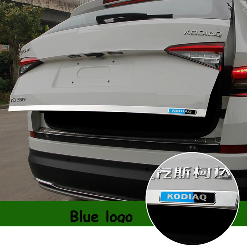 

Blue Logo Stainless Steel Rear Tailgate Trunk back door Cover Trim For Skoda Kodiaq 2016 2017 2018 Car Accessories Styling